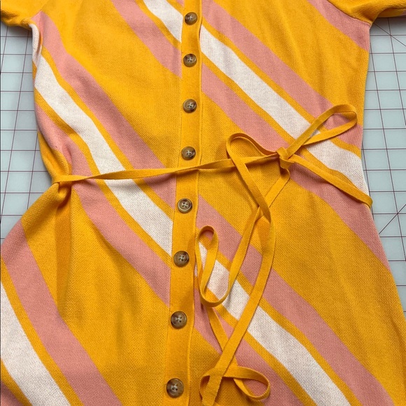 DEREK LAM 10 CROSBY "Aurelia" Waist Tie Open Back Stripe Button Knit Midi SZ M - Picture 9 of 16